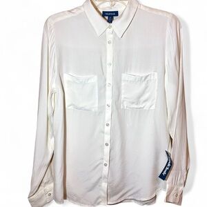 New ModCloth Pristine dreams ivory button down blouse top womens small